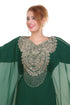 Bottle Green Zari Stone Work Georgette Islamic Style Beads Embedded Partywear Kaftan Long Gown Evening wear Dubai kaftan