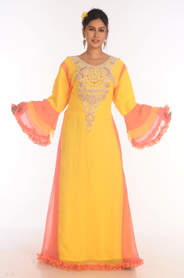 Eleagnt Modern Arabic Kaftan Dress For Women Wedding Gown