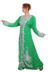 parrot Green Zari Stone Work Georgette Islamic Style Beads Embedded Partywear Kaftan Long Gown Dubai kaftan