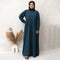 Front Open Chunat Abaya in Ramagreen Color With Hijab