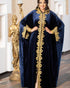 Navy Blue Velvet Aari Work Kaftan
