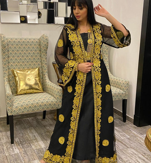 Black Georgette Aari Work Kaftan
