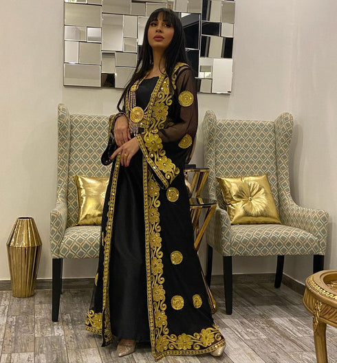 Black Georgette Aari Work Kaftan