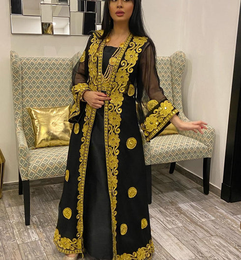Black Georgette Aari Work Kaftan