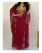 Grand Maroon Kaftan Gown with Heavy Gold Zari Work & Hijab | Luxury Event Dress