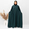 Star Design Sleeves Embroidery Abaya in Ramagreen Color With Hijab