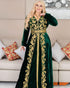 Green Velvet Handcrafted Zari work Stitched Georgette Kaftan Party Dress