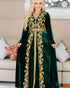 Green Velvet Handcrafted Zari work Stitched Georgette Kaftan Party Dress