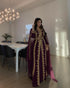 Sara Creation Georgette Zari and Beads Embedded Wine Party Wear Kaftan