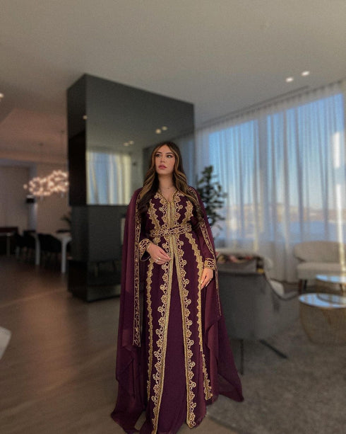 Sara Creation Georgette Zari and Beads Embedded Wine Party Wear Kaftan