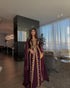 Luxurious Wine Kaftan Gown with Gold Zari Embroidery | Wedding & Formal Event Wear