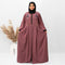 Front Button & Both Side Embroidery Abaya in Pink Color With Hijab