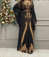 Luxury Black Kaftan with Gold Detailing and Matching Hijab
