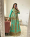 Royal Mint Green Net Aari Work Kaftan