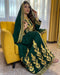 Grand Emerald Green Kaftan Gown with Heavy Gold Aari Work | Luxury Wedding & Event Dress