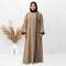 Front Open Side Embroidery Abaya in Beige Color With Hijab