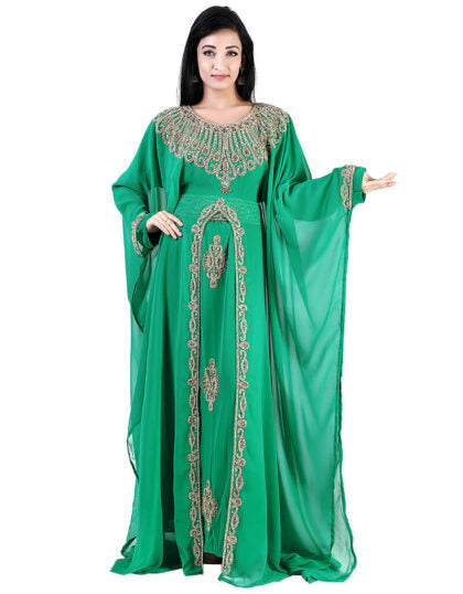 Sea Green Only Zari Work stitched Georgette Kaftan Party dress