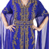 Royal Blue color luxurious Long Sleeves Handmade Moroccan Kaftan Embroidered zari work hijab