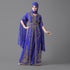 Royal Blue color luxurious Long Sleeves Handmade Moroccan Kaftan Embroidered zari work hijab