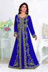 Royal-Blue color luxurious Full Sleeves Handmade Moroccan Kaftan with hijjab