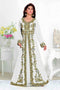 Off-White color luxurious Full Sleeves Handmade Moroccan Kaftan with hijjab