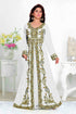 Off-White color luxurious Full Sleeves Handmade Moroccan Kaftan with hijjab