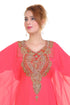 Peach Zari Stone Work Georgette Islamic Style Beads Embedded Partywear Kaftan Long Gown Evening wear Dubai kaftan
