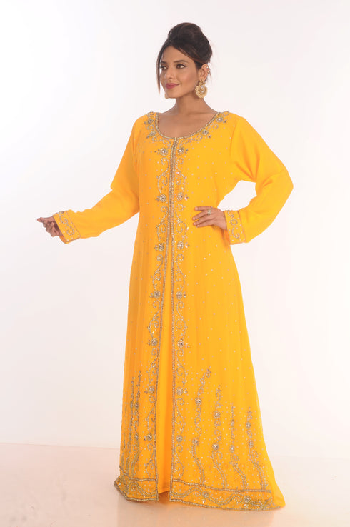 Dubai Moroccan Kaftan Farasha Abaya Maxi Modern Fancy Floor Length Dress