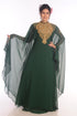 Ethnic Maxi Abaya Moroccan Islamic Bottle Green Kaftan Beach Fancy Modern Floor Length Bell Sleeve For Women Dress