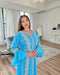 Firozi Color Handcrafted Zari work Stitched Georgette Kaftan Party Dress