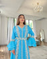 Firozi Color Handcrafted Zari work Stitched Georgette Kaftan Party Dress