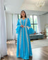 Firozi Color Handcrafted Zari work Stitched Georgette Kaftan Party Dress