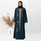 Shrug Embroidery Abaya in Ramagreen Color With Hijab
