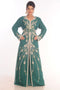 Sea Green Dubai Moroccan Kaftan Farasha Abaya Maxi Modern Fancy Floor Length Dress