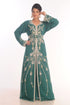 Sea Green Dubai Moroccan Kaftan Farasha Abaya Maxi Modern Fancy Floor Length Dress