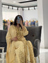 Pastel Yellow Hand-Embroidered Georgette Kaftan with Sequin & Bead Work