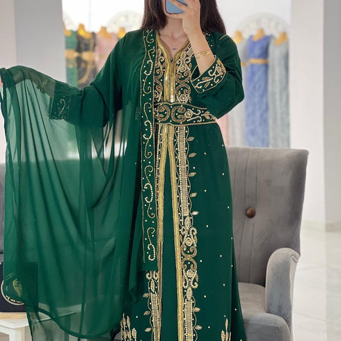 Emerald Green Moroccan Kaftan for Wedding