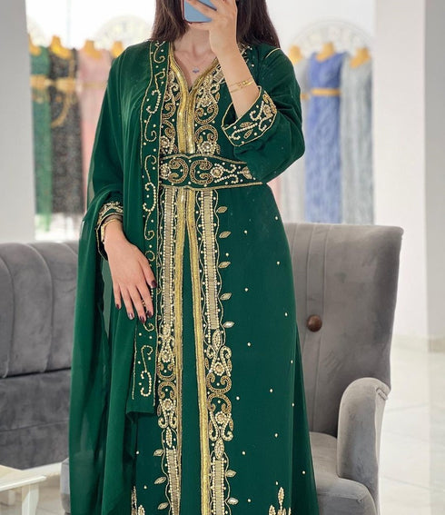 Emerald Green Moroccan Kaftan for Wedding
