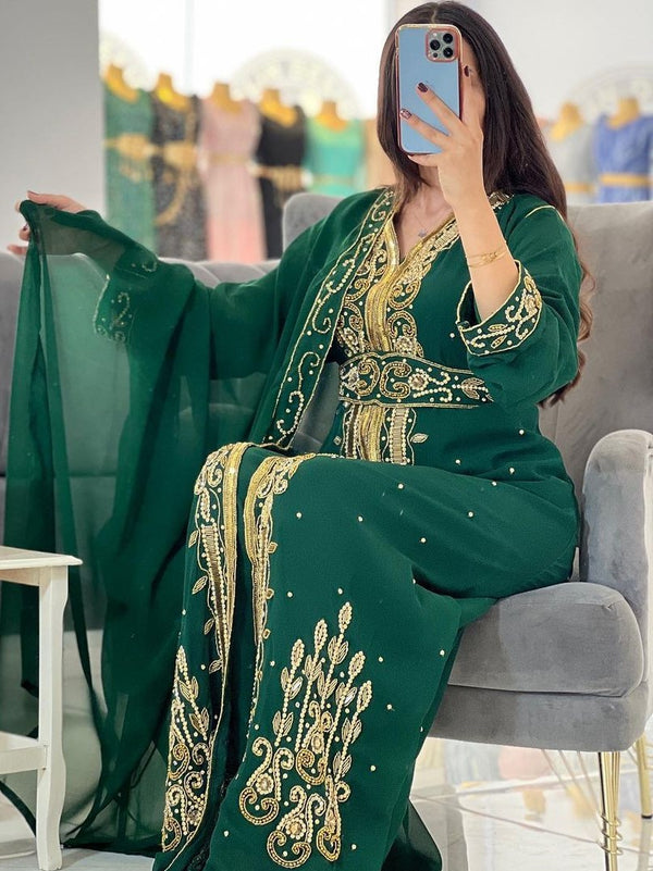 Emerald Green Moroccan Kaftan for Wedding