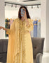 Pastel Yellow Hand-Embroidered Georgette Kaftan with Sequin & Bead Work
