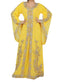 Grand Canary Yellow Moroccan Kaftan Gown with Silver Zari & Stone Work | Luxury Event Dress