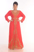 Red Dubai Moroccan Kaftan Farasha Abaya Maxi Modern Fancy Floor Length Dress