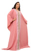 Sale!! Royal Pink Abaya Evening Moroccan Dubai Unique Kaftan Long Gown