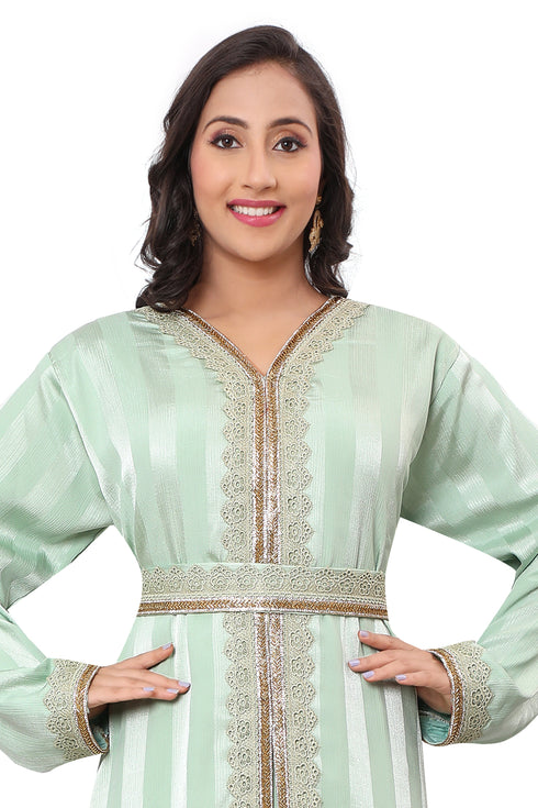 Sale sea Green Georgette Dubai Kaftan Wedding Bridesmaid African Abaya Gown Women Dress