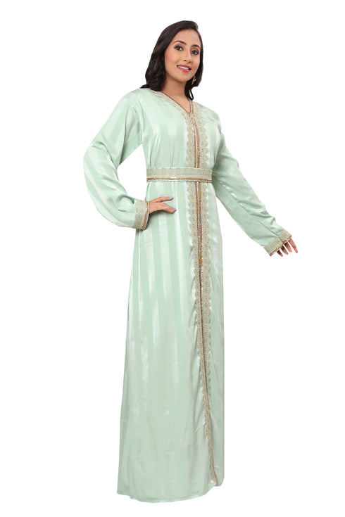 Sale sea Green Georgette Dubai Kaftan Wedding Bridesmaid African Abaya Gown Women Dress