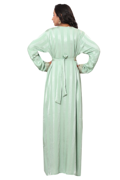 Sale sea Green Georgette Dubai Kaftan Wedding Bridesmaid African Abaya Gown Women Dress