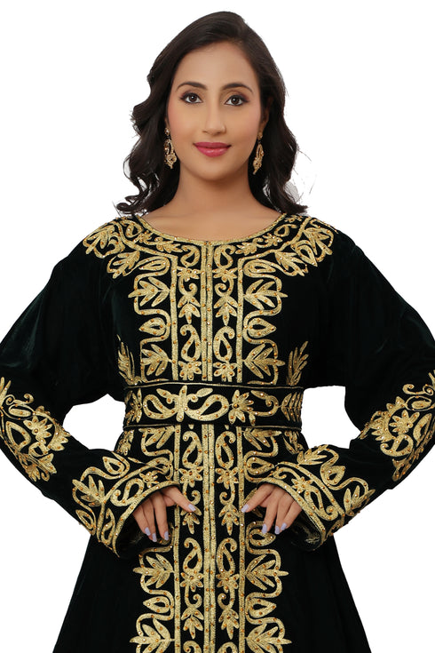 SALE New Morocco Wedding Velvet Dress Kaftan Farasha Abaya Very Long Gown