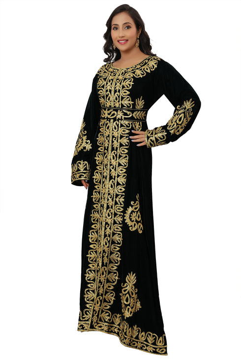 SALE New Morocco Wedding Velvet Dress Kaftan Farasha Abaya Very Long Gown
