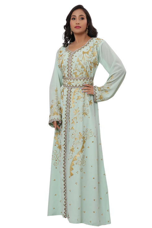 Sea Green Georgette Party Wear Kaftan
