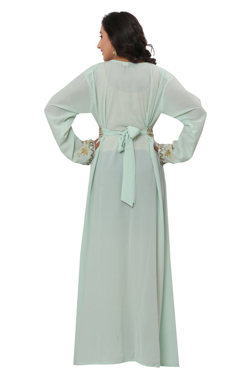 Sea Green Georgette Party Wear Kaftan